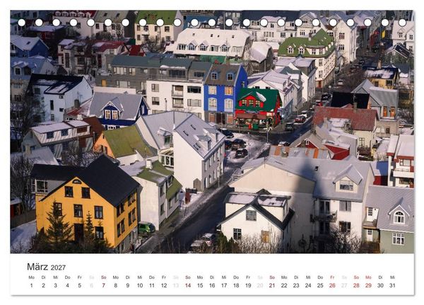 Produktbild: Reykjav&igrave;k 64&deg; 08' N (Tischkalender 2027 DIN A5 quer), CALVENDO Monatskalender