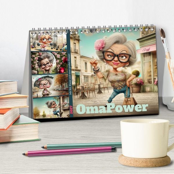 Produktbild: OmaPower (Tischkalender 2027 DIN A5 quer), CALVENDO Monatskalender