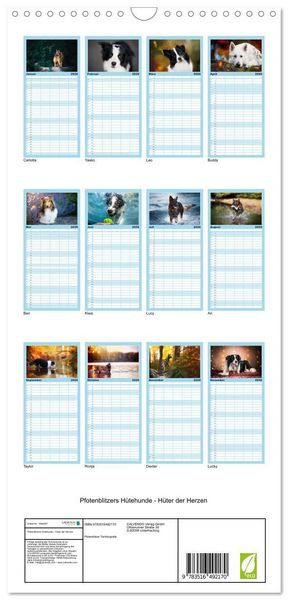 Produktbild: Familienplaner 2026 - H&uuml;tehunde - H&uuml;ter der Herzen mit 5 Spalten (Wandkalender, 21 x 45 cm) CALVENDO