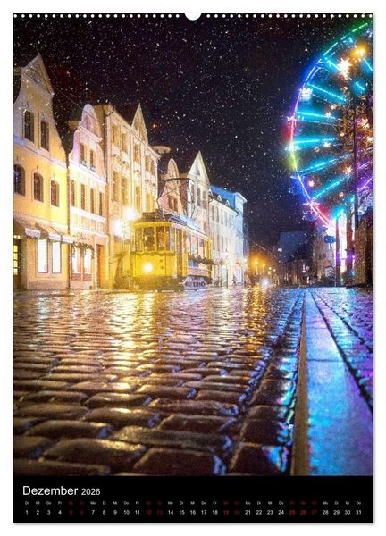Produktbild: Cottbus und Umgebung f&uuml;r Nachtschw&auml;rmer (hochwertiger Premium Wandkalender 2026 DIN A2 hoch), Kunstdruck in Hochglanz