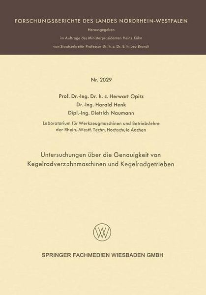 Produktbild: Untersuchungen &uuml;ber die Genauigkeit von Kegelradverzahnmaschinen und Kegelradgetrieben