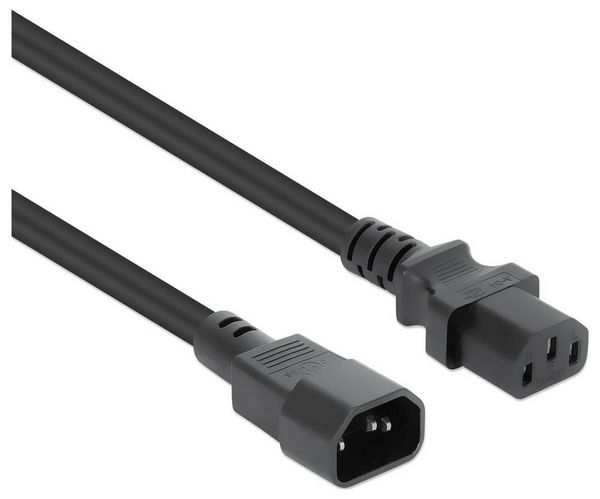 Produktbild: Manhattan Strom Anschlusskabel [1x Kaltger&auml;te-Buchse C13 - 1x Kaltger&auml;te-Stecker C14] 1 m Schwarz