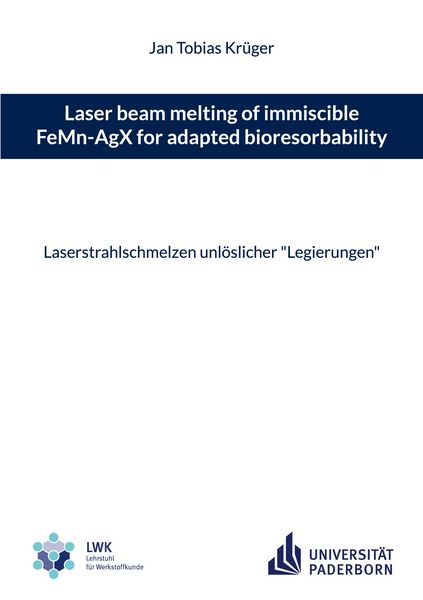 Produktbild: Laser beam melting of immiscible FeMn-AgX for adapted bioresorbability