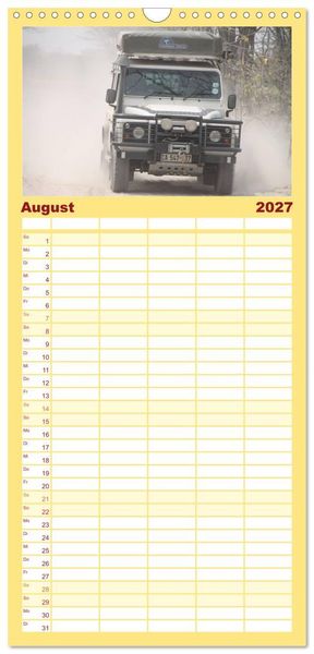 Produktbild: Familienplaner 2027 - Land Rover Defender - Unterwegs in Afrika mit 5 Spalten (Wandkalender, 21 x 45 cm) CALVENDO