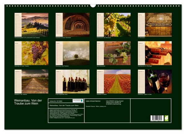 Produktbild: Weinanbau. Von der Traube zum Wein (Wandkalender 2026 DIN A2 quer), CALVENDO Monatskalender