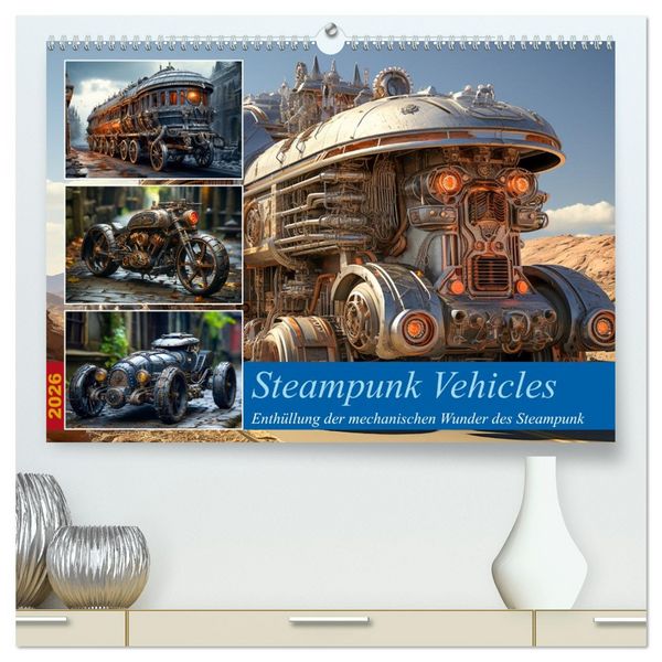 Produktbild: Steampunk Vehicles (hochwertiger Premium Wandkalender 2026 DIN A2 quer), Kunstdruck in Hochglanz