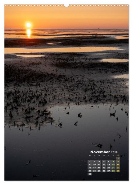 Produktbild: Westerhever - Wattwanderung in den Sonnenuntergang (Wandkalender 2026 DIN A2 hoch), CALVENDO Monatskalender