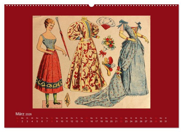 Produktbild: Alte europ&auml;ische Ankleidepuppen aus Papier (Wandkalender 2026 DIN A2 quer), CALVENDO Monatskalender