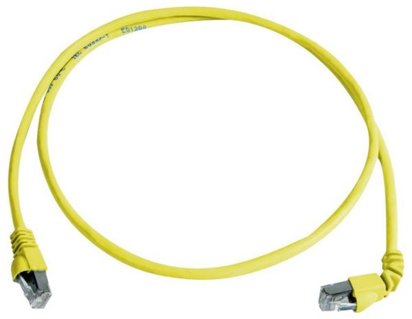 Produktbild: Teleg&auml;rtner 100008293 RJ45 Patchkabel CAT 6a S/FTP 2.0 m Gelb Flammwidrig, mit Knickschutzt&uuml;lle 1 St.
