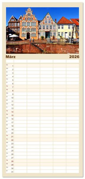 Produktbild: Familienplaner 2026 - Malerisches Stade mit 5 Spalten (Wandkalender, 21 x 45 cm) CALVENDO