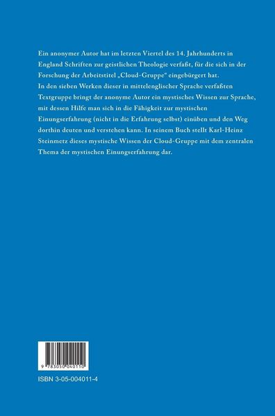 Produktbild: Mystische Erfahrung und mystisches Wissen in den mittelenglischen Cloud-Texten
