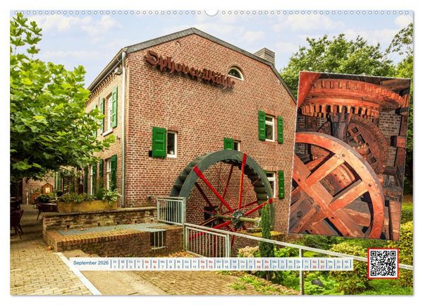 Produktbild: Wasserm&uuml;hlen Panorama Niederrhein Br&uuml;ggen-Wegberg (hochwertiger Premium Wandkalender 2026 DIN A2 quer), Kunstdruck in Hochglanz