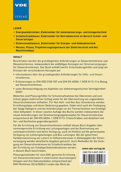 Produktbild: Steuerstromkreise gem&auml;&szlig; VDE 0100-557 und VDE 0113-1
