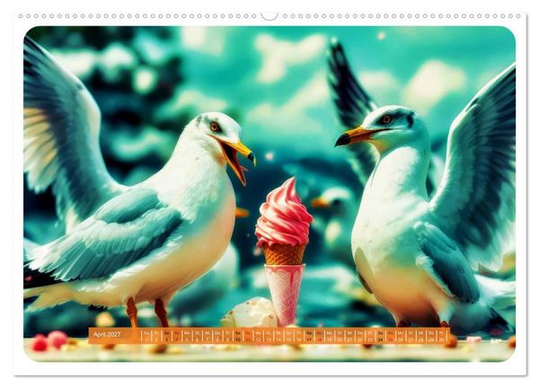Produktbild: Gierige M&ouml;wen (Wandkalender 2027 DIN A2 quer), CALVENDO Monatskalender
