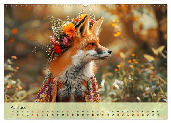 Produktbild: Fuchsige Eskapaden. Reineke mit noblen Accessoires (Wandkalender 2026 DIN A2 quer), CALVENDO Monatskalender