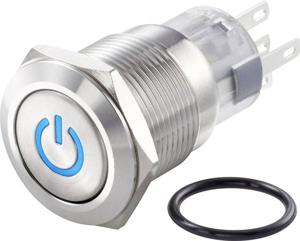 TRU COMPONENTS TC-7494500 TC-LAS1-AGQ-11ZDT/B/12V/S Vandalismusgeschützter Druckschalter 250 V/AC 3 A 1 x Aus/Ein rastend Blau IP65 1 St.