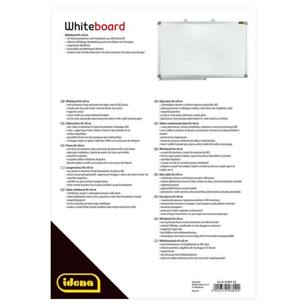 Produktbild: Idena Whiteboard mit Aluminiumrahmen 60x40cm