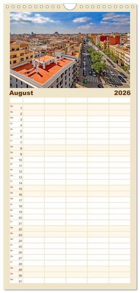 Produktbild: Familienplaner 2026 - Zauberhaftes Valencia mit 5 Spalten (Wandkalender, 21 x 45 cm) CALVENDO