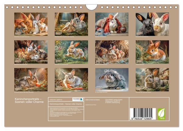 Produktbild: Kaninchenportraits &ndash; Szenen voller Charme (Wandkalender 2026 DIN A4 quer), CALVENDO Monatskalender
