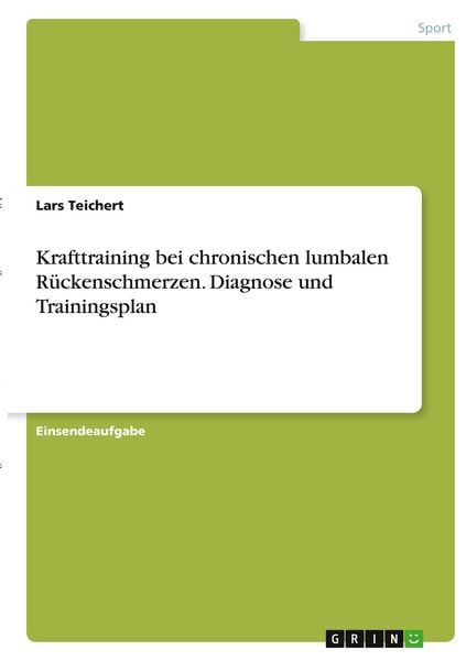 Produktbild: Krafttraining bei chronischen lumbalen R&uuml;ckenschmerzen. Diagnose und Trainingsplan