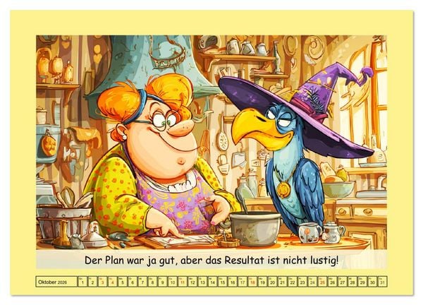 Produktbild: Witzige Cartoons und Spr&uuml;che. Das lustige Leben mit einem Vogel (hochwertiger Premium Wandkalender 2026 DIN A2 quer), Kunstdruck in Hochglanz