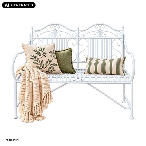 Produktbild: HTI-Living Gartenbank Creme Metallbank Celia Gartenbank Creme Metallbank Celia