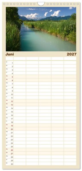 Produktbild: Familienplaner 2027 - Berge und Seen rund um die Zugspitze mit 5 Spalten (Wandkalender, 21 x 45 cm) CALVENDO