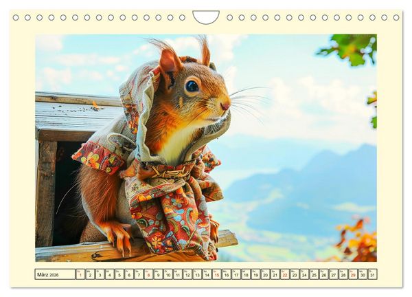 Produktbild: H&ouml;rnchen-Mode in der Natur. Niedliche Eichh&ouml;rnchen auf trendiger Mission (Wandkalender 2026 DIN A4 quer), CALVENDO Monatskalender