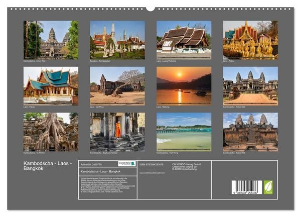Produktbild: Kambodscha - Laos - Bangkok (hochwertiger Premium Wandkalender 2027 DIN A2 quer), Kunstdruck in Hochglanz
