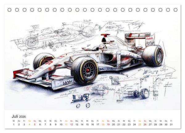 Produktbild: Rennwagen - Design Studien (Tischkalender 2026 DIN A5 quer), CALVENDO Monatskalender