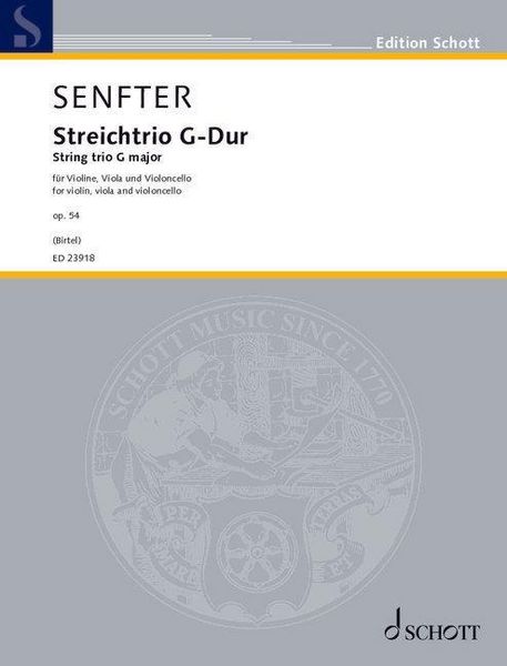 Produktbild: Senfter: String Trio G Major Op. 54 for Violin, Viola, Cello Score and Parts