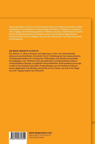 Produktbild: Internationalit&auml;t und Interdisziplinarit&auml;t der Editionswissenschaft