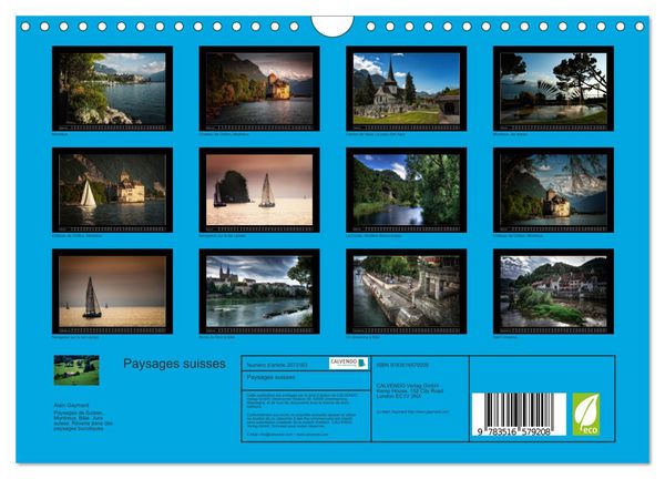 Produktbild: Paysages suisses (Calendrier mural 2026 DIN A4 vertical), CALVENDO calendrier mensuel