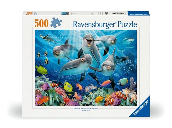 Produktbild: Erwachsenenpuzzle 500 Teile - Delfine im Korallenriff