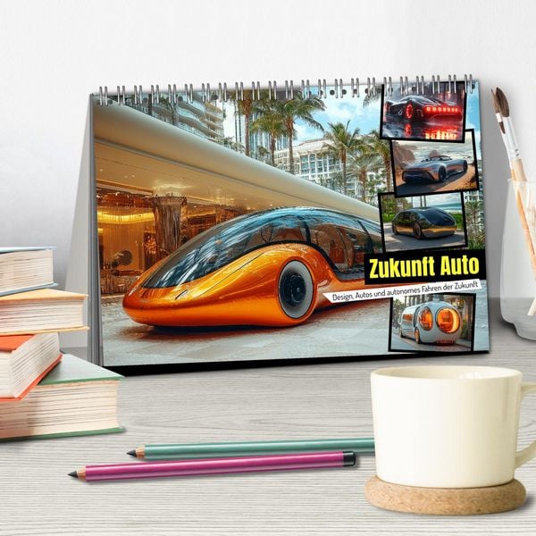 Produktbild: Zukunft Auto - Design, Autos und autonomes Fahren der Zukunft (Tischkalender 2026 DIN A5 quer), CALVENDO Monatskalender