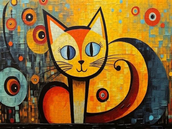 Produktbild: CALVENDO Puzzle Katze Im Stil von Wassily Kandinsky II | 2000 Teile Lege-Gr&ouml;&szlig;e 90x67cm Foto-Puzzle f&uuml;r gl&uuml;ckliche Stunden