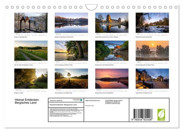 Produktbild: Heimat Entdecken: Bergisches Land (Wandkalender 2027 DIN A4 quer), CALVENDO Monatskalender