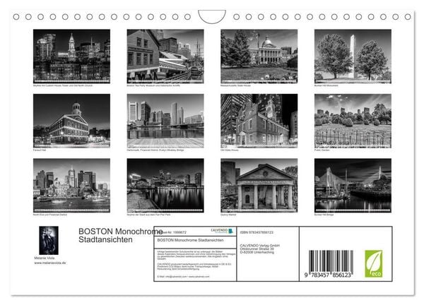 Produktbild: BOSTON Monochrome Stadtansichten (Wandkalender 2026 DIN A4 quer), CALVENDO Monatskalender