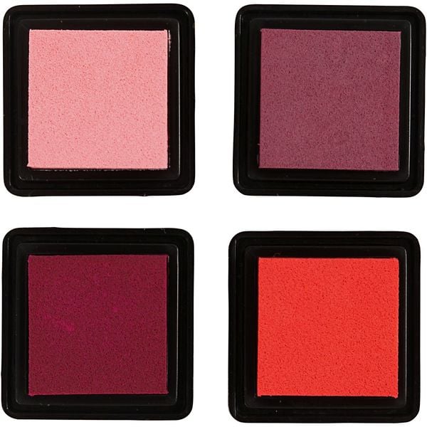 Produktbild: Creativ Company Stempelkissen, H 2 cm, Gr&ouml;&szlig;e 3,5x3,5 cm, Pfirsich, Pink, Hellrosa, Dunkelrosa, 4 Stk