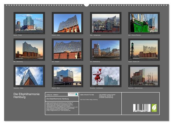 Produktbild: Die Elbphilharmonie Hamburg (hochwertiger Premium Wandkalender 2026 DIN A2 quer), Kunstdruck in Hochglanz