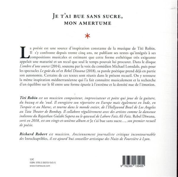 Produktbild: Je t'ai bue sans sucre, mon amertume