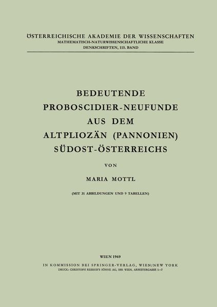 Produktbild: Bedeutende Proboscidier-Neufunde aus dem Altplioz&auml;n (Pannonien) S&uuml;dost-&Ouml;sterreichs