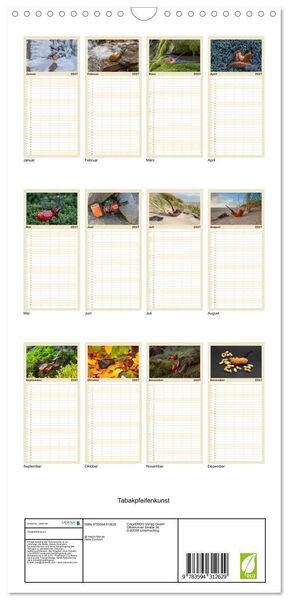 Produktbild: Familienplaner 2027 - Tabakpfeifenkunst mit 5 Spalten (Wandkalender, 21 x 45 cm) CALVENDO