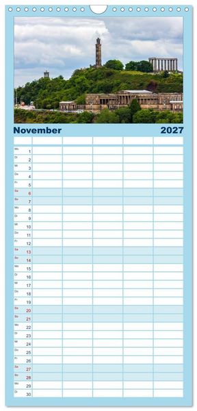 Produktbild: Familienplaner 2027 - Faszination Edinburgh mit 5 Spalten (Wandkalender, 21 x 45 cm) CALVENDO