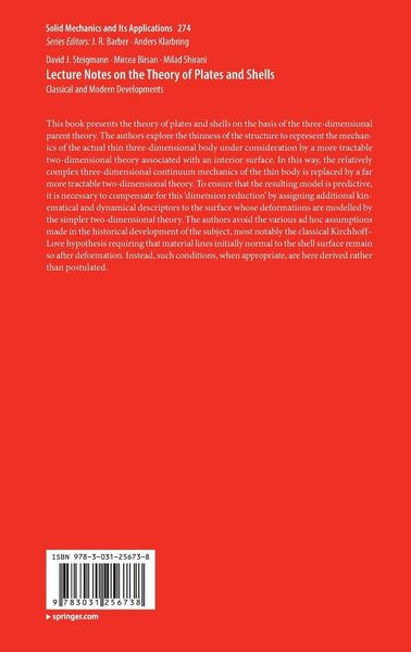 Produktbild: Lecture Notes on the Theory of Plates and Shells