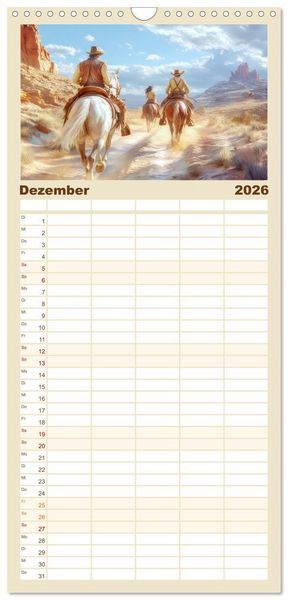 Produktbild: Familienplaner 2026 - Den Wilden Westen hautnah erfahren mit 5 Spalten (Wandkalender, 21 x 45 cm) CALVENDO