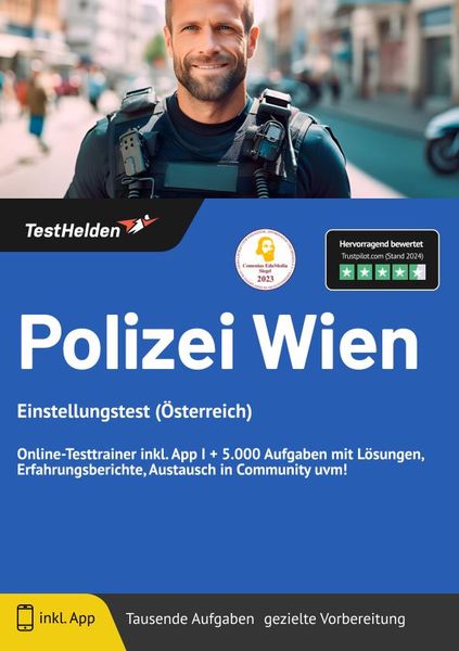 Produktbild: Polizei Wien Einstellungstest: (&Ouml;sterreich) - Online-Testtrainer inkl. App I + 5