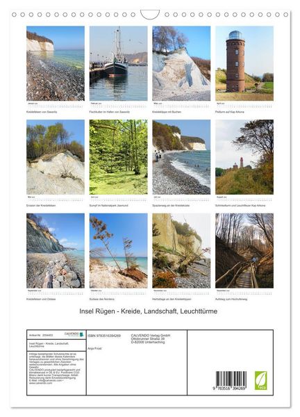 Produktbild: Insel R&uuml;gen - Kreide, Landschaft, Leuchtt&uuml;rme (Wandkalender 2026 DIN A3 hoch), CALVENDO Monatskalender