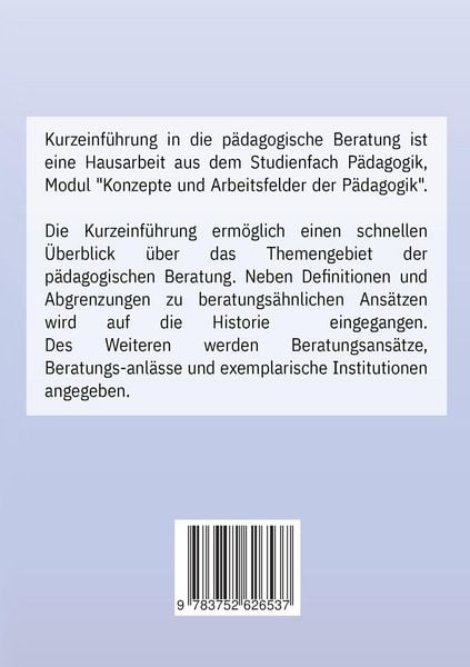 Produktbild: Kurzeinf&uuml;hrung in die p&auml;dagogische Beratung