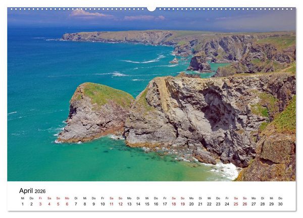 Produktbild: Cornwall und Wales (Wandkalender 2026 DIN A2 quer), CALVENDO Monatskalender